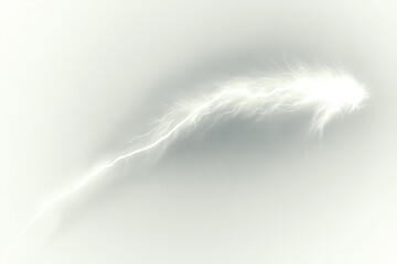 Fototapeta premium A bright white lightning bolt flashes on a light background, energy surges