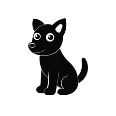 a clean black silhouette vector illustration of a dog sitting on its hind legs.  