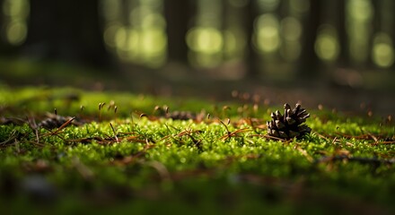 Serene Forest Floor - Moss and Pine Cone Beauty