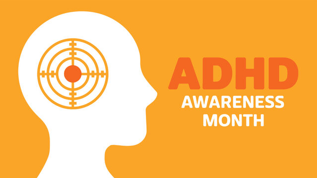 ADHD Awareness Month in October. Vector illustration suitable for holiday concept backgrounds, placards, and banner design focused on awareness and mental health education.