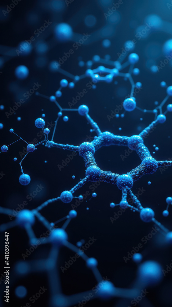 Aufkleber a detailed microscopic view of a glp1 molecule, emphasizing its atomic structure in blue against a d
