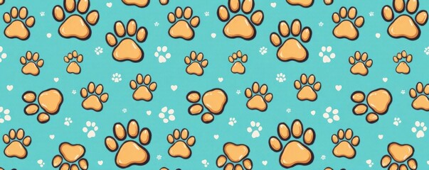 Seamless dog paw pattern for wallpaper background featuring cartoon doodle , seamless pattern, dog
