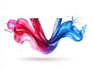 Obraz premium Fluid abstract design featuring vibrant red and blue swirls on a white backdrop.