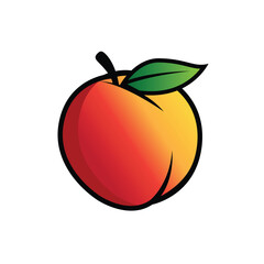 Fresh Peach Fruit Logo Vector for Organic Brand Identity Design Symbol Illustration