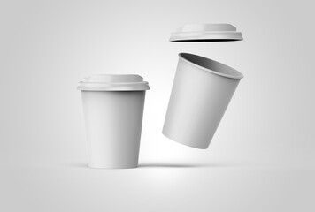 Elegant white coffee cup mockup with a blank sleeve