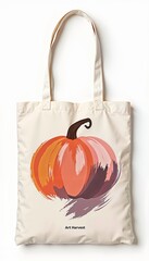 Abstract brushstroke pumpkin tote with artistic design and vibrant colors