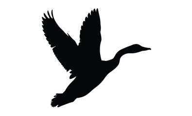 Duck silhouette illustration, Waterfowl bird icon, Simple animal vector design