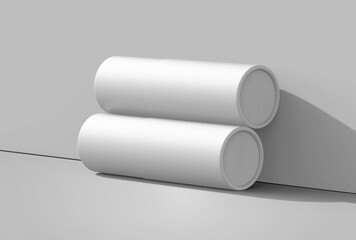 Realistic paper tube white color realistic texture isolated on gray background 3D render