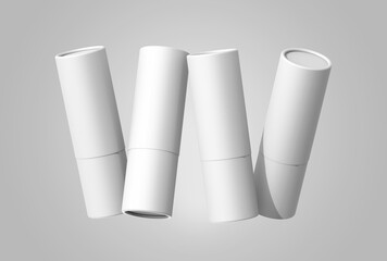 Realistic paper tube white color realistic texture isolated on gray background 3D render
