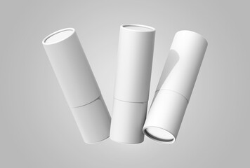 Realistic paper tube white color realistic texture isolated on gray background 3D render
