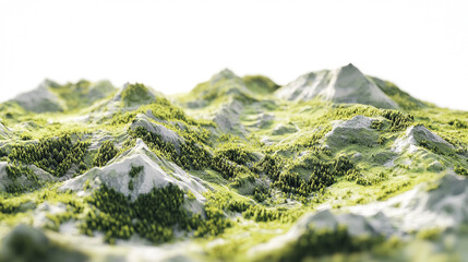 Digital Terrain Map of Forested Mountain Range with GPS and Drone Data Overlays