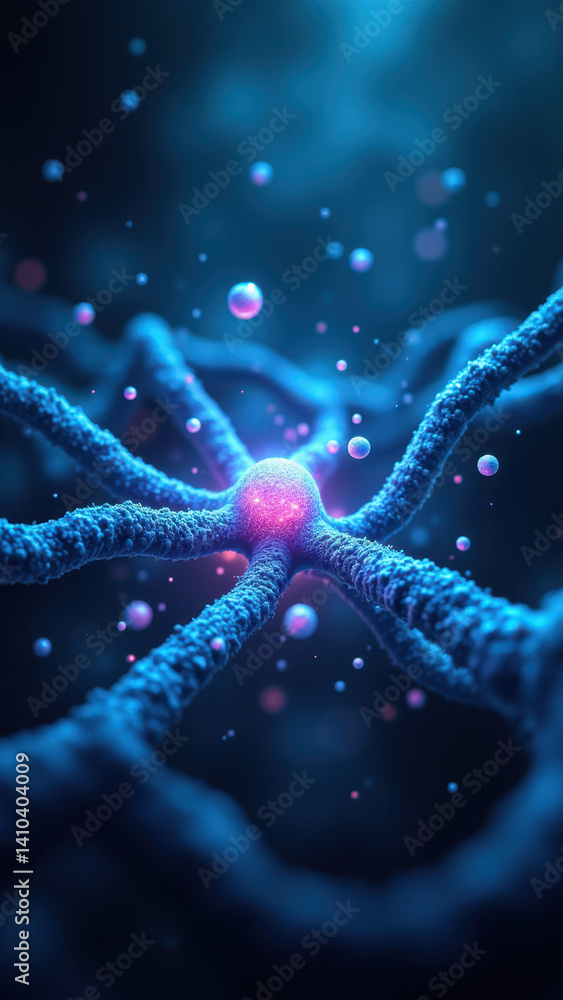 Poster a detailed microscopic view of cells with glp-1 molecules interacting at the cellular level.