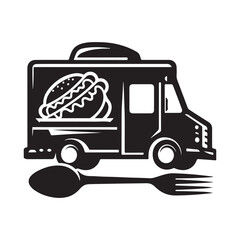 Fototapeta premium food truck vector silhouette clip art logo illustration