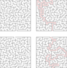 Square Maze Puzzle With Solution Path Illustration Complexity Challenge