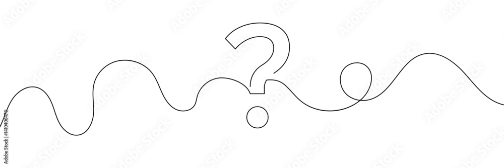 Poster question mark linear background. one continuous drawing of a question mark. vector illustration