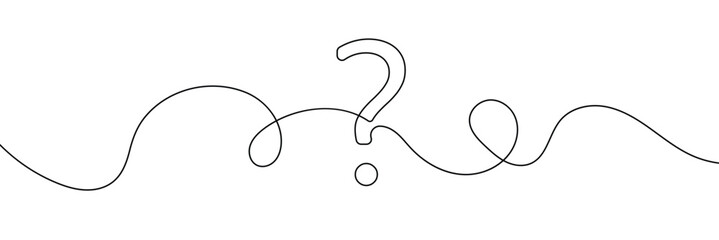 Question mark linear background. One continuous drawing of a question mark. Vector illustration 
