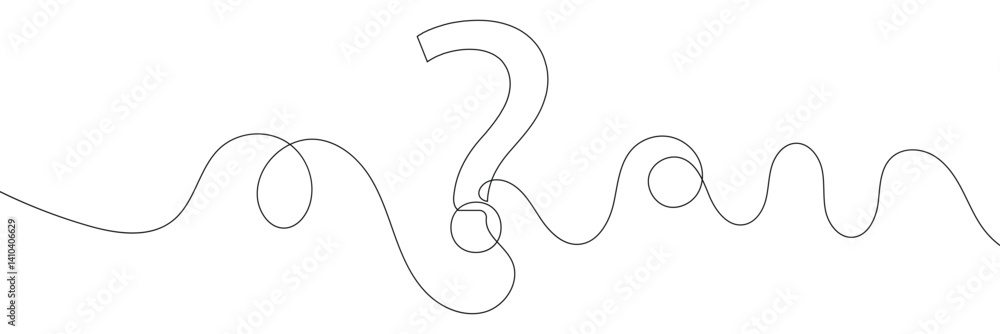 Poster question mark linear background. one continuous drawing of a question mark. vector illustration