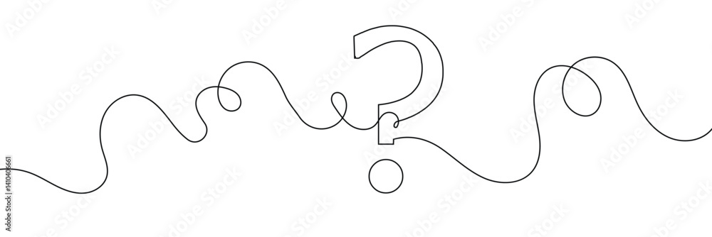 Aufkleber question mark linear background. one continuous drawing of a question mark. vector illustration