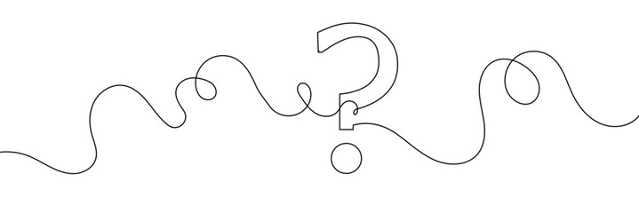 Obraz premium Question mark linear background. One continuous drawing of a question mark. Vector illustration 
