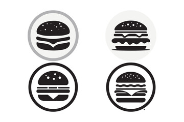Burger Icon Logos Collection Minimalist Fast Food Symbols in Black and White