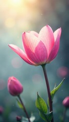 Fototapeta premium Soft focus watercolor petals on a misty morning, mist, pastel