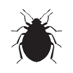 Bed bug silhouette isolated on white background. Bug icon vector illustration design