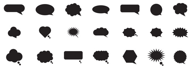 Black speech bubble icon set
