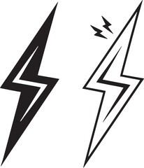 Minimalistic Lightning Bolt Icons – Sharp and Geometric Thunder Symbol Vector Design