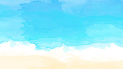 Fototapeta premium Watercolor blue sky and clouds background