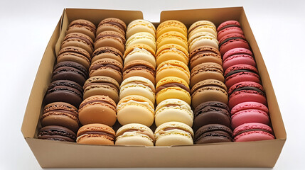 Vibrant Assortment of Colorful Macarons on Display for Sweet Delights and Treats