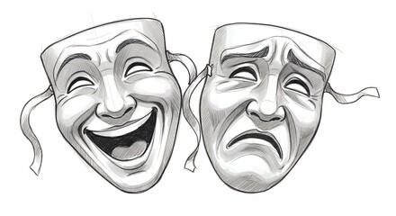 Comedy tragedy masks illustration