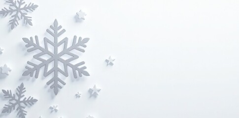 Obraz premium Delicate Snowflake Pattern on White Background , borders, blue