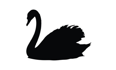 Swan silhouette illustration, Elegant bird icon, Waterfowl vector graphic