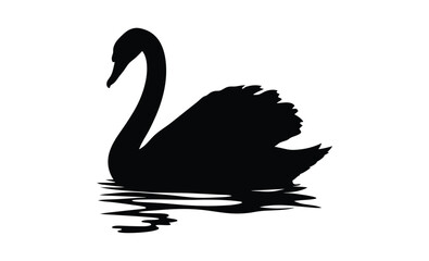 Swan silhouette illustration, Elegant bird icon, Waterfowl vector graphic