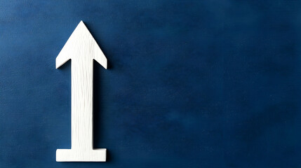 White Wooden Arrow On Dark Blue Background