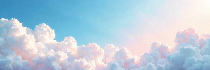 Watercolor background of a cloudy sky with soft, white clouds , gentle, light, soft