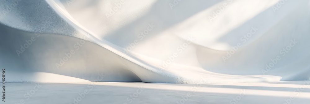 Poster abstract architectural elegance: an image that showcase of soft folds of white fabric against a back
