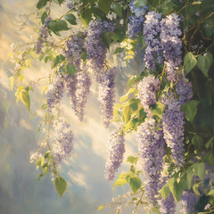 Serenity in Bloom: Lilac Flowers Radiate Charm in a Lush Garden Haven