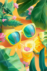 tropical fruit cocktail on the beach