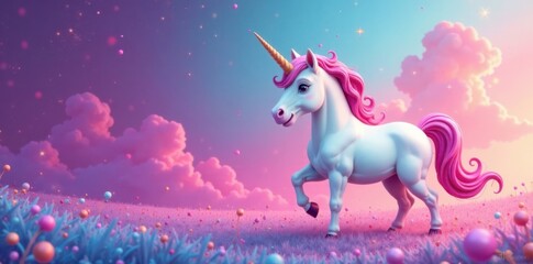 Colorful gradient background with fuzzy, playful unicorns , yellow, gradient