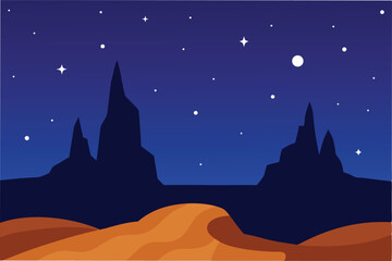 Obraz premium night landscape with moon and stars