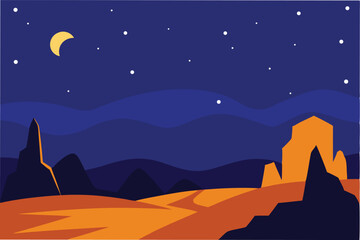 Obraz premium night landscape with stars