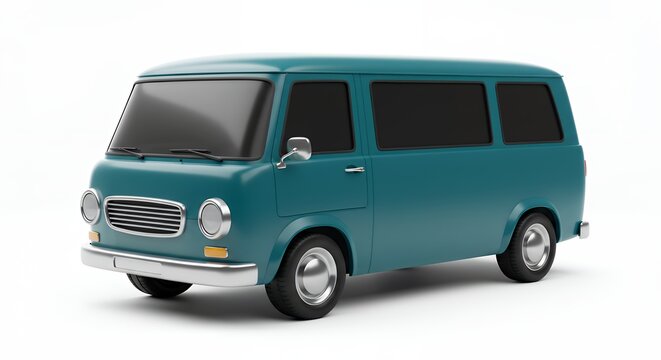 Vintage teal van illustration transport vehicle classic design