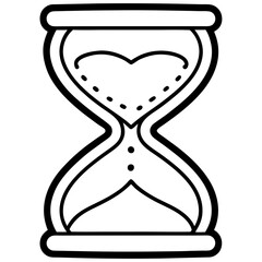 Elegant Line Art Hourglass with Heart Sand