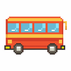 Pixel Art Red Bus Icon   Retro Transportation Digital Graphic