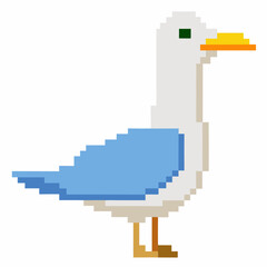 Fototapeta premium Retro Pixel Art Seagull Illustration Nostalgic Game Graphics and Digital Art Style