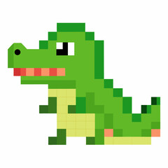 Fototapeta premium Pixel Art Green Dinosaur Illustration Retro Game Inspired Digital Artwork