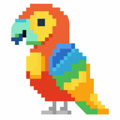 Fototapeta premium Colorful Pixel Art Parrot Illustration Perfect for Retro Themed Digital Projects and Designs