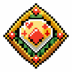 Fototapeta premium Retro Pixel Art Badge with Geometric Shape and Vibrant Colors