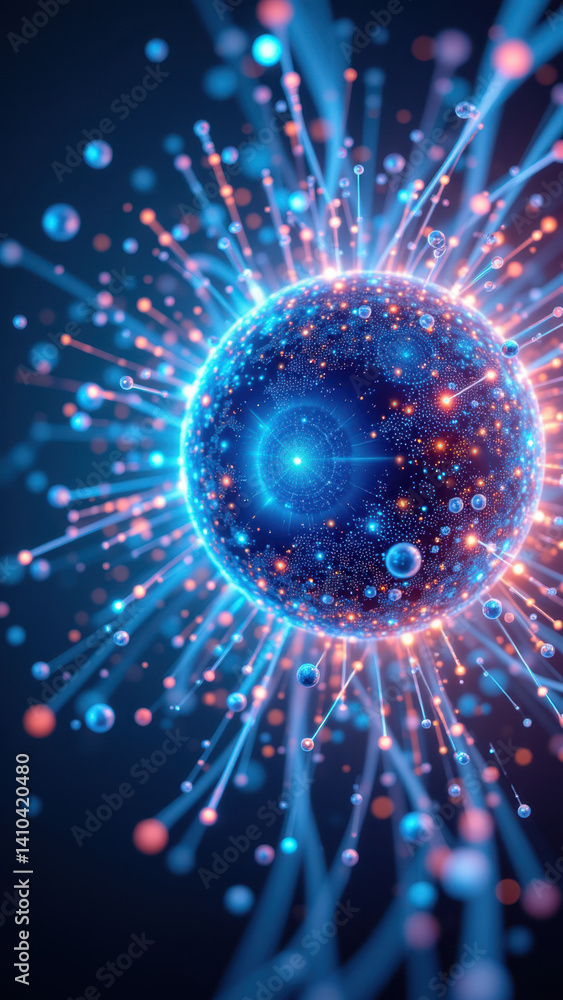 Poster this digital image showcases a 3d rendering of glp-1, glucagon-like peptide-1, with molecular struct